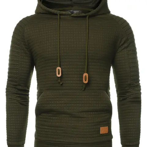 Coofandy Fall Outfits Men's Waffle Knit Hoodie Pullover Casual Long Sleeve Drawstring Sweatshirt with Kanga Pocket Medium Size Comfortable Fit for Daily Wear & Gifts