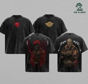 Might Guy x Fourth Raikage A Vintage Washed T-Shirt Set, Shinobi Duo Tee, Oversized Heavy Cotton Streetwear Combo, Retro Manga Warrior Graphic Top, Unisex Gift for Anime Fans, Fitness Pump Gym Anime Graphic Top