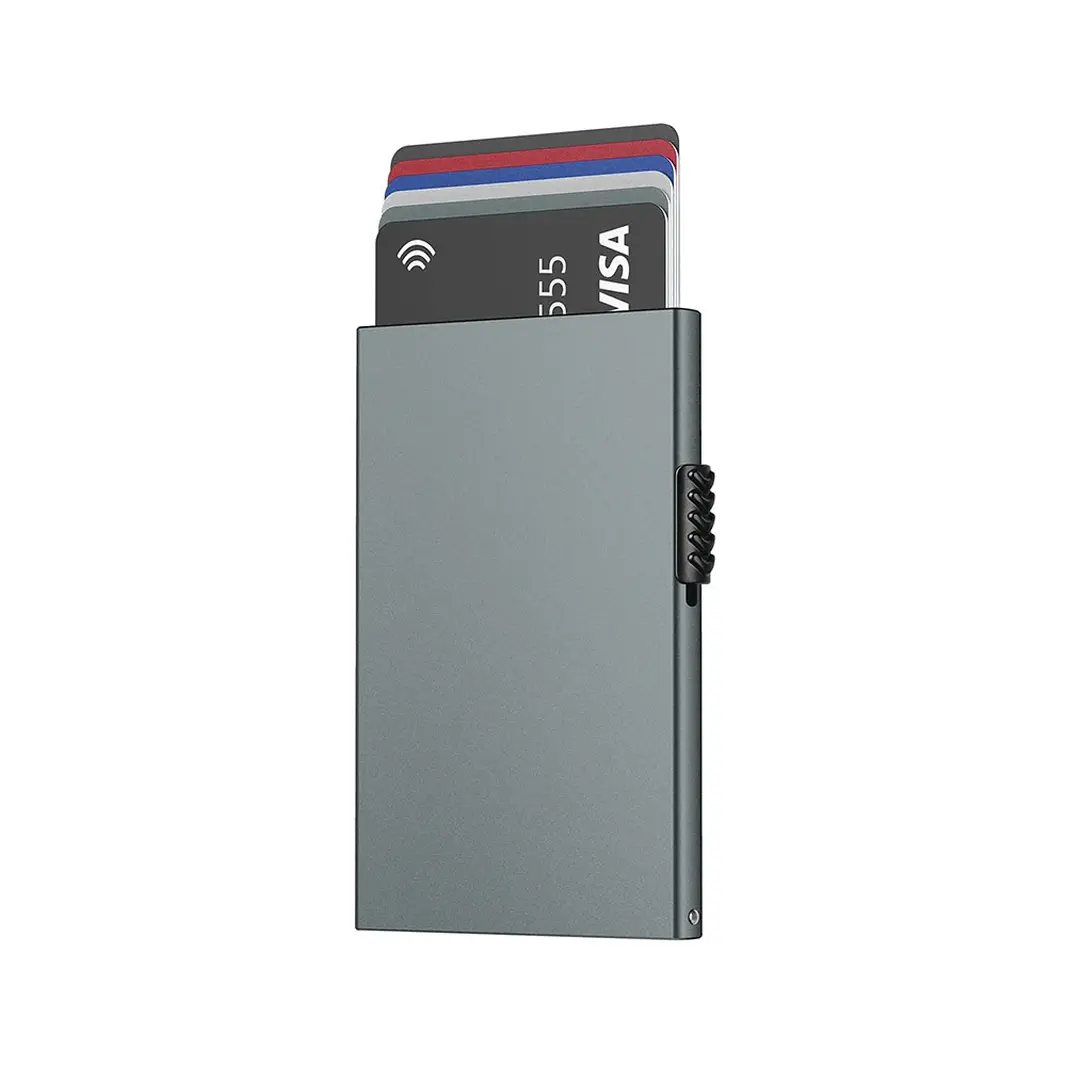RFID Blocking Metal Card Holder: Minimalist Slim Design, Pop-Up Credit Card Wallet for Men
