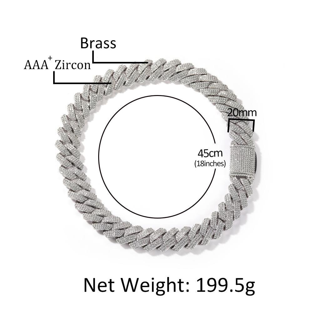 Icedout jewelry new full hip-hop necklace, men's versatile high- class sense of copper with zirconia 20mm Cuban necklace jewelry, fashion singles versatile style, the best gift for your boyfriend