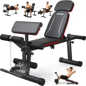 Upgraded Adjustable Weight Bench with Leg Extension and Leg Curl, 9 Back Positions & Foldable, 1200LB Workout Bench for Home Gym, Flat Decline Incline Bench for Full-Body Strength Training & Big Guys