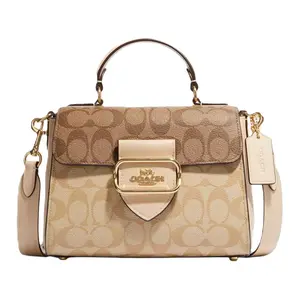 COACH Morgan 21 Classic Monogram Snap-Clasp Handbag for Women – Small Crossbody and Shoulder Bag in Light Khaki