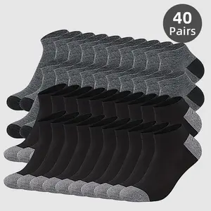 40PairsofAnti-OdorMen'sCrewSocks,ColourBlock,ComfyBreathable,Soft,Elastic,SweatAbsorbing,CasualSocksforSpring&SummerFabricMenswear