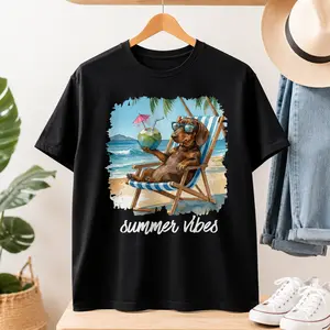 Summber Vibes Direct to Film Transfer - Dachshund Dog Relaxing in Beach Chair - DTF Transfer - Direct to Film Transfer - THIS IS NOT A T-Shirt or Digital Product