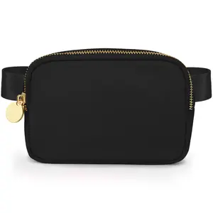 DANCOUR Black Nylon Fanny Pack Belt Bag - Lightweight, Waterproof and Multi-Compartment for Women's Everyday Essentials