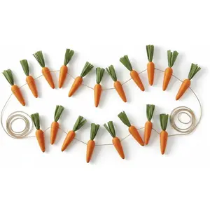 10FT 15PCS Easter Carrot Garland, Artificial Foam Carrots with Hemp Rope Hanging Spring Banner for Mantle Hallway Home Kitchen Wall Decor Bunny Party Supplies