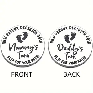 New Parents Decision Coin, 1 Count Stainless Steel Double Sided Flip Coin, Ideal Gift for Pregnant Women, New Mothers and New Fathers