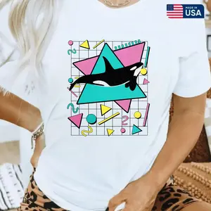 Orca Killer Whale Vintage 90s Retro 1990s Aesthetic Vibes T-Shirt，100% Cotton Unisex T-Shirt S-5XL