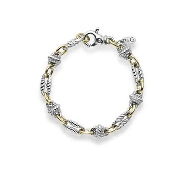 Elegant 18K Gold & Sterling Silver Silver 7.5in Polished Finish Italian Cable Bracelet with Lobster Clasp Bracelet