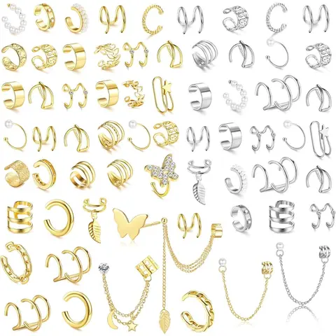 Fashion Ear Cuff Earrings, Non Piercing Earrings, Non Pierced Earrings, Hypoallergenic Fake Earrings, Clip on Cartilage Earrings for Women, Trendy Jewelry, All-match & Exquisite Jewelry for Birthday Gift
