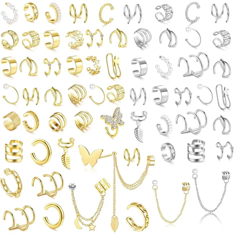 Fashion Ear Cuff Earrings, Non Piercing Earrings, Non Pierced Earrings, Hypoallergenic Fake Earrings, Clip on Cartilage Earrings for Women, Trendy Jewelry, All-match & Exquisite Jewelry for Birthday Gift
