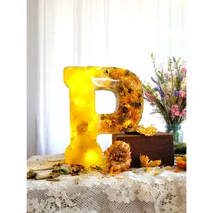 Custom LED Resin Letter | Real Dried Flowers | Personalized Floral Keepsake | Gift for Her, Baby Name Decor, Memorial Letter | Holiday Decor