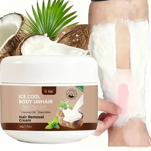 Coconut Hair Removal Cream, Gentle on Skin, Smooth Results, No Residue, Semi-Permanent Depilation, for Face, Lips, Armpits, Legs, Arms, Bikini Area