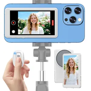 4K HD Selfie Camera Display for Vlogging & Live Streaming, Wireless Remote Control Magnetic Mount Selfie Stand Compatible with iOS Android Harmony Magic Os Systems