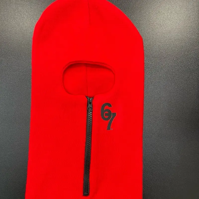 Red 67 Zip Balaclava Ski Mask Full Face Knit Beanie Winter Cold Weather Hat