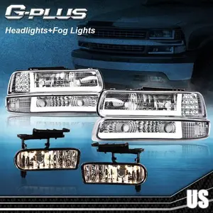 LED DRL Headlight+Fog Lights New Fit For 99-02 Chevy Silverado/00-06 Suburban