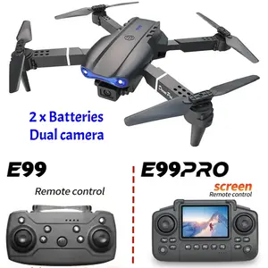 E99 & 2026 E99Pro Drone Adjustable 480P 2.4G Wi-Fi FPV Remote Control Quadcopter Headless Mode 10-Minute Flight Time Obstacle Avoidance Altitude Hold 360-Degree Flip Dual HD FPV Cameras Great Gift for Beginners and Me
