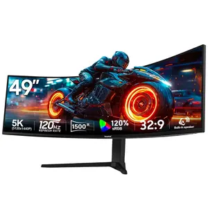 Gawfolk 49 Inch 120Hz Curved Ultrawide Gaming Monitor, DQHD 5120x1440 1500R, Built-in Speakers, DP HDMI Ports, 100x100mm VESA Mountable for Home Office Business