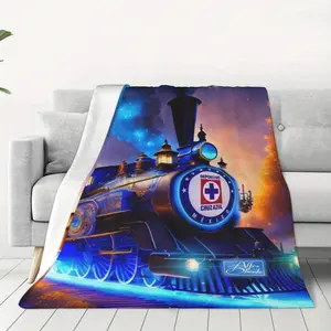[1 Lightweight Flannel Blanket] 1 Cruz Azul Football Club Theme Flannel Shawl Blanket-Modern Style, All Seasons Universal, Lightweight, Portable Home, Office, Travel-Digital Printing, 100% Polyester Fiber, knitted Fabric, 04