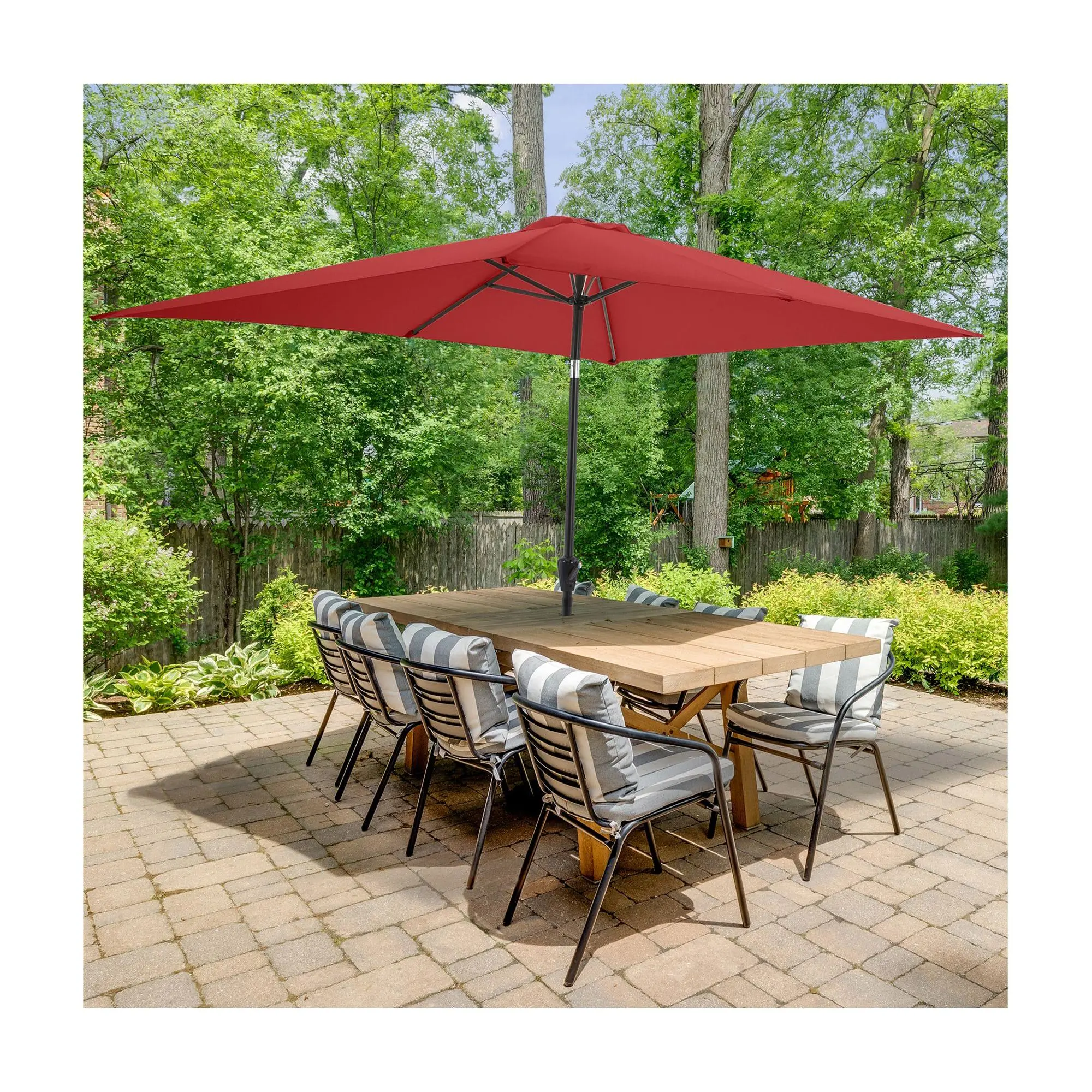 Pure Garden 10 Ft Rectangular Patio Umbrella Ea sy Crank Shade Pure Garden 10 Ft Rectangular Patio Umbrella Ea sy Crank Shade