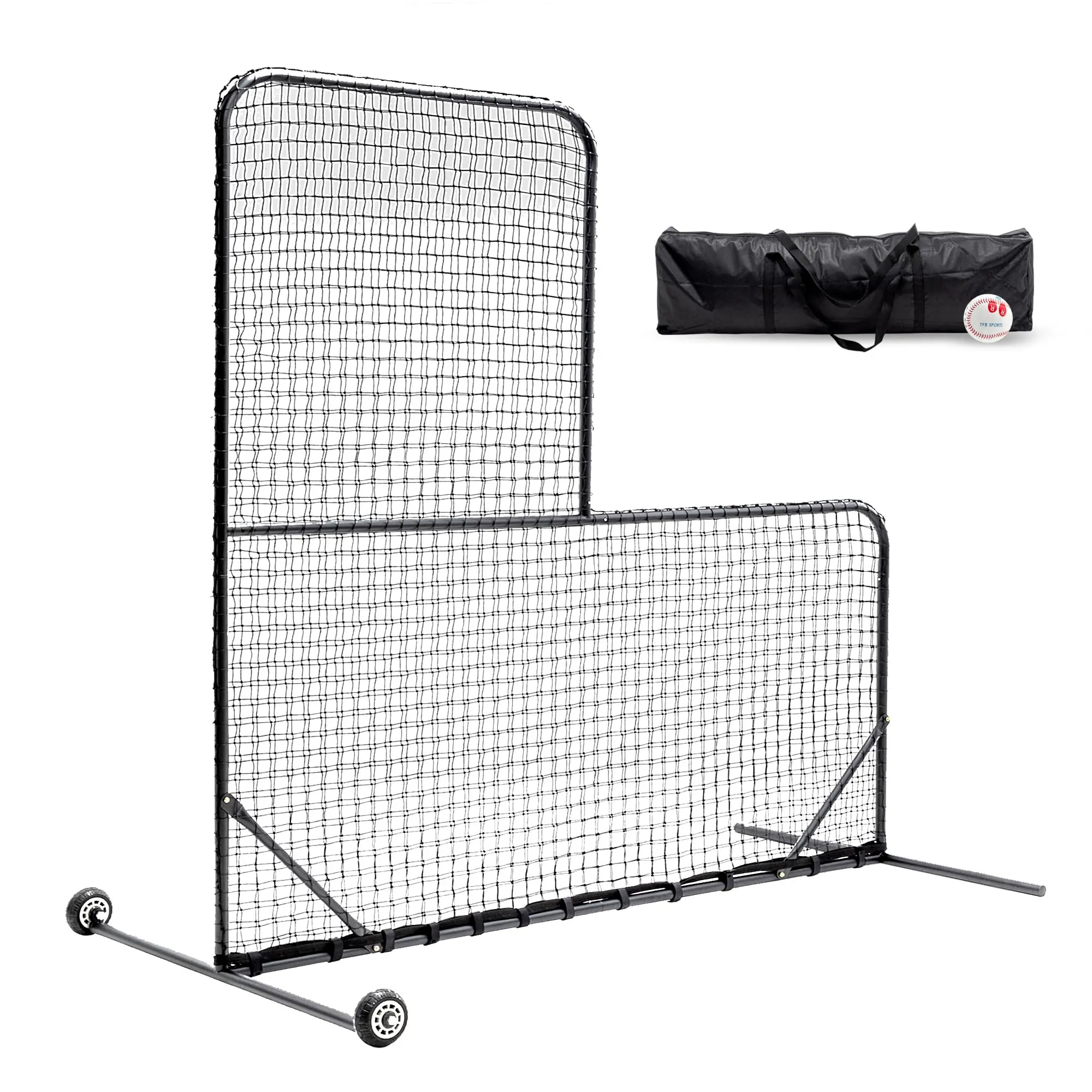 L-Screen Baseball Pitching Screen 7x7FT, Baseball Pitching Net, Baseball Protective Screen, Baseball Softball Screen for Field, Portable Batting Screen, Pitcher Screen Safety Screen for Baseball
