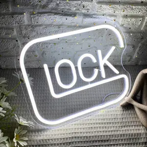 Creative Lock Neon Light, USB Powered Fashion LED Wall Decoration, Novelty Light for Room and Bedroom Decoration, Clothing Shops Or Office Assembly, Wall Mounted