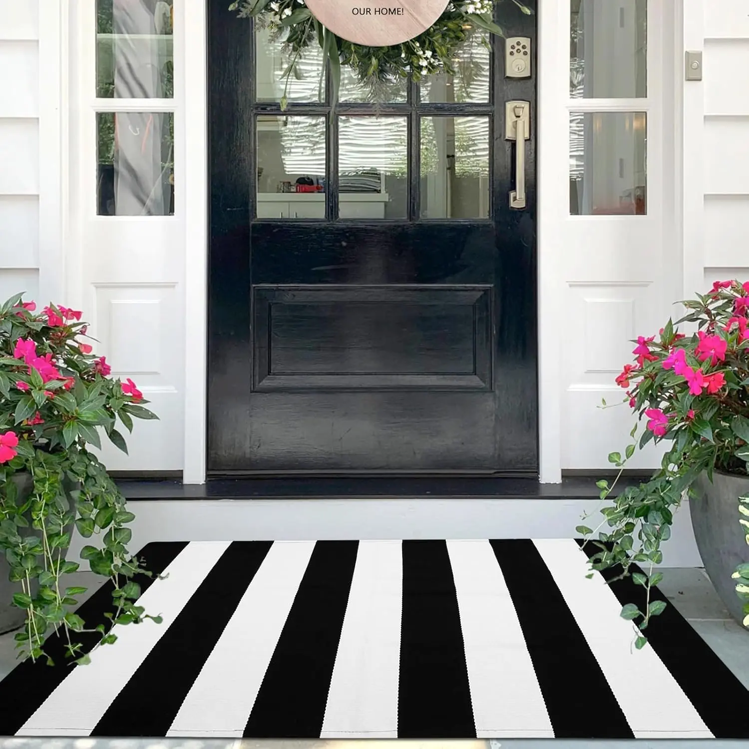 Black White Striped Rug -27.5" X 43" Front Door Mats Outdoor,Washable Rug for Front Porch Decor,Spring Summer Welcome Mats Outdoor Indoor, Doormat for Farm Black White Striped Rug -27.5" X 43" Front Door Mats Outdoor,Washable Rug for Front Porch Decor,Spring Summer Welcome Mats Outdoor Indoor, Doormat for Farm