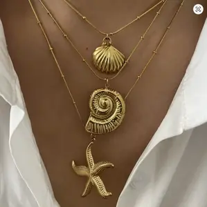Trendy Shell and Starfish Necklace Summer Jewelry