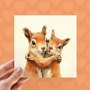 1pc Red Squirrel Valentine's Day Card, Squirrel Card for Animal Enthusiasts, Cute Squirrel Card for Him and Her, Squirrel