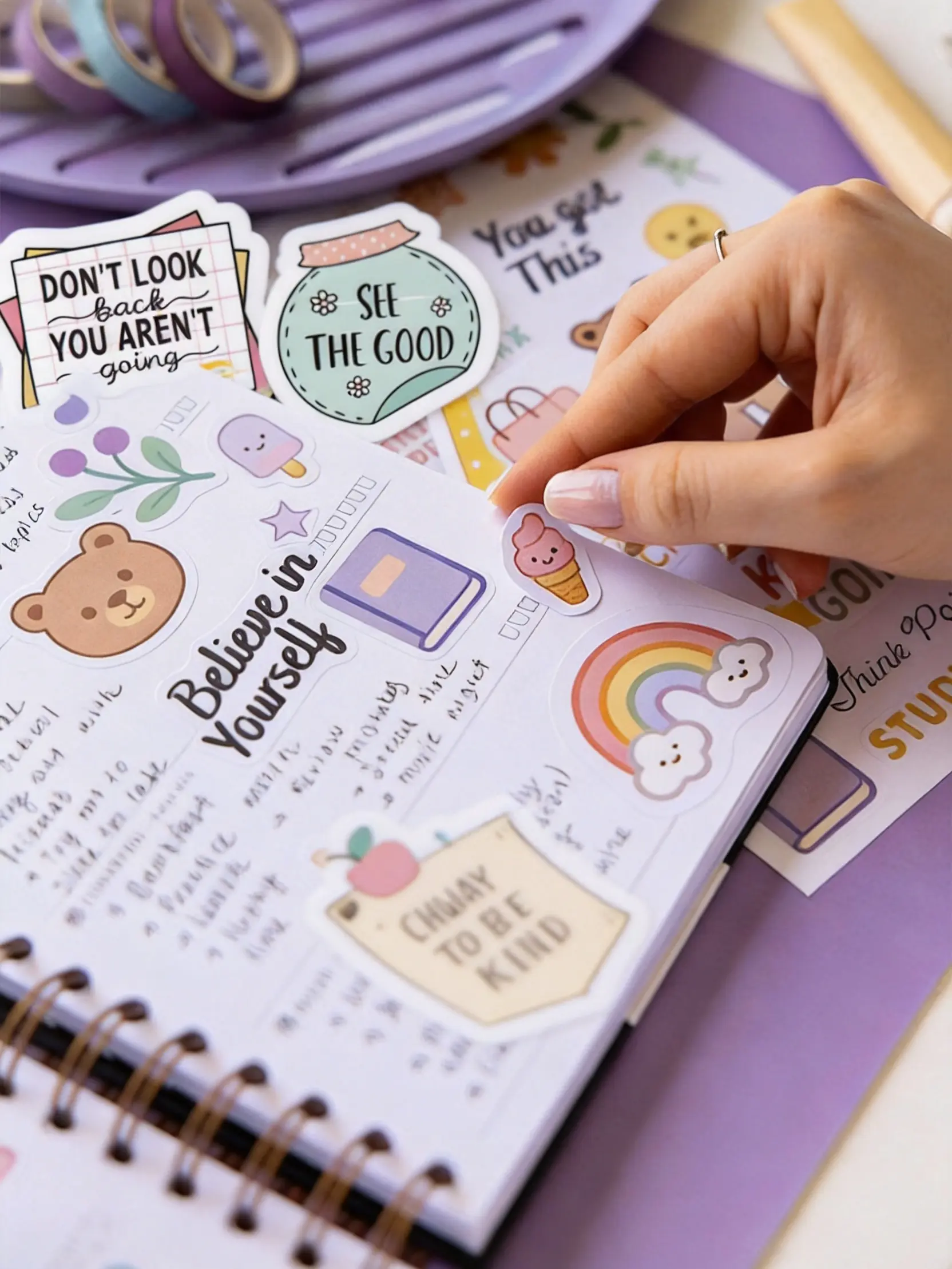 100 Tear Resistant Motivational Word Stickers with Inspirational Quotes Creative Lettering for Journals Planners Scrapbooking waterproof