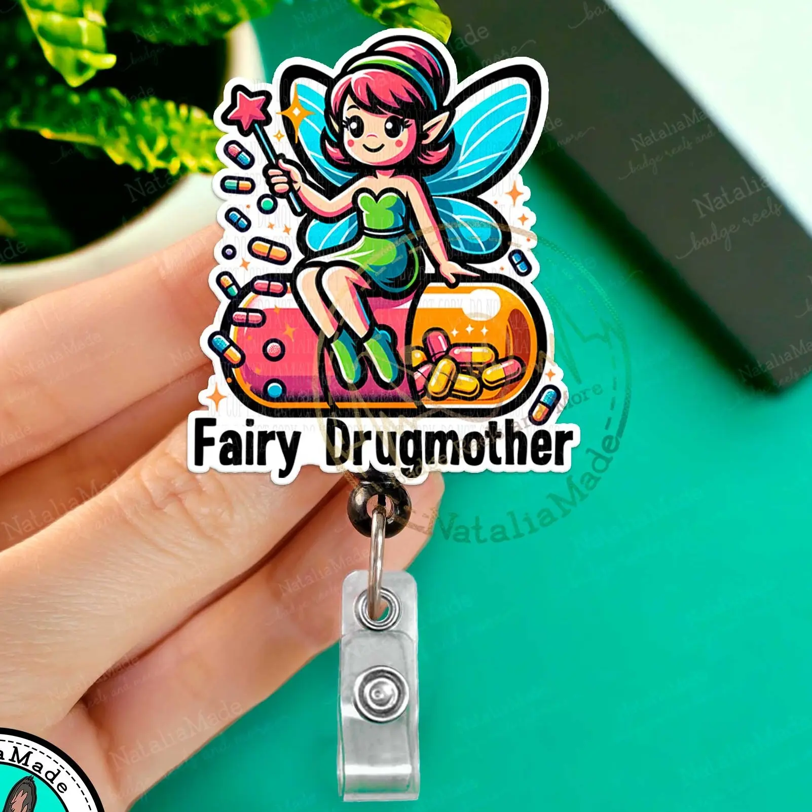 Pharmacy Fairy Retractable Badge Reel