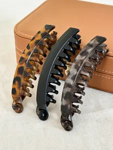3pcs banana clip with Back Comb Feature, suitable for ponytails, vertical twist hair accessory, leopard print hair claw clip, twist clip, large capacity hair clip, women's hair accessory, Hair Clip Set