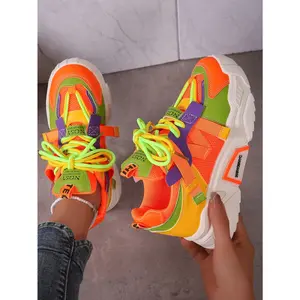 Women's Multicolor Lace-up Chunky Sneakers