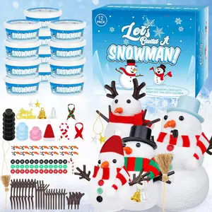 [Christmas deal] 12 Pack Christmas Craft | DIY Snowman Kit for Kids | Build a Snowman Kit Indoor Decorations | Creative Kids Air Dry Modeling Clay, Xmas Activities Snowman Making Kit Toys for Holiday Favor Supplies, Dry Clay Snowman Crafts for Kids