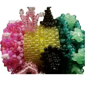 Kandi Rotator Cuff in Wicked Themed Pink Crowns Black Hats Green Glow In the Dark Witches Pony Beads Green and Pink