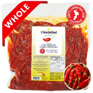 L'Oro Del Sud, Whole Calabrian Chili Peppers in Oil, 2.2 lb (1 kg)