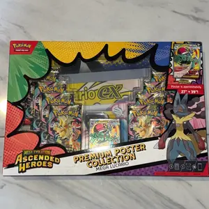 Pokémon Mega Lucario Premium Poster Collection Ascended Heroes EX Cards 10 Official Trading Card Packs & Mega Lucario EX Promo Card