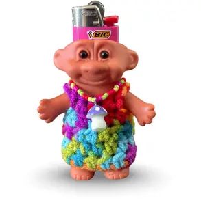 Colorful Dress & Mushroom Necklace Troll Lighter cover, fits standard lighters torch