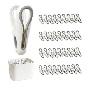 Plastic ClothesPins Heavy Duty Out door 36 Pack with Storage Box, 2.5-Inch Chip Clips with Non-Slip No-Trace Design for Laundry, Drying Clothes,Towels, Crafts, Picture, Food Clips, Home Use and Travel
