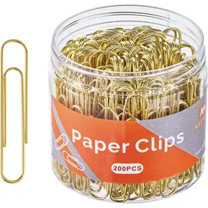 Gold Paper Clips, 200 Count Large Size, 2 Inch Jumbo Paperclips, Stylish Gold-Plated Paper Clip