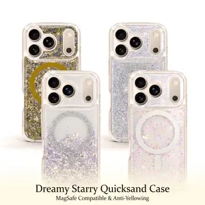 NICESTCASE Magnetic Glitter Phone Case, compatible with iPhone 16/17 Pro Max · Epoxy Resin TPU + PC Transparent Protective Case · 1.5 m Drop Protection, Anti-Yellowing, Shock Absorption Design
