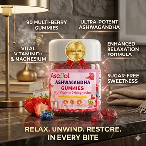 Ashwagandha Gummies for Stress Relief & Clam with Magnesium + Vitamin D – 90 Count Sugar-Free, Vegan Ashwa Supplements
