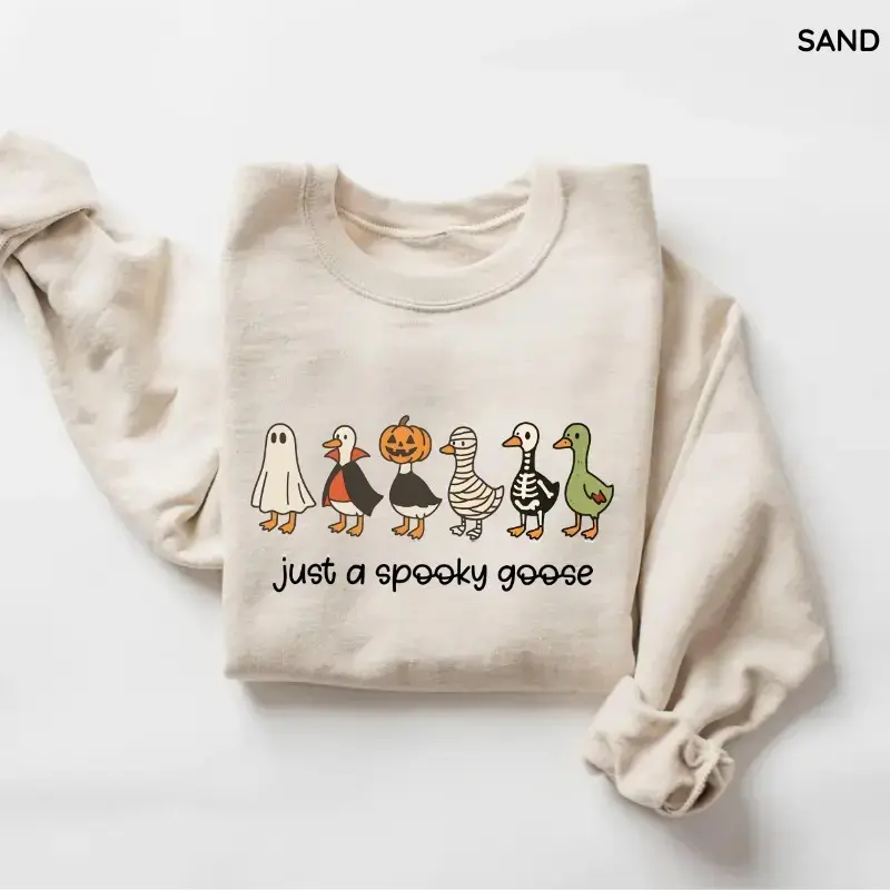 Halloween Goose Sweatshirt, Funny Spooky Goose Crewneck, Just a Spooky Goose Pullover, Silly Goose Graphic, Cozy Halloween Gift for Her