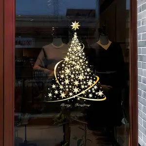 Christmas Window Cling Stickers, Static Cling Decorations for Christmas Tree Gift Box Glass Door Holiday Party Decoration
