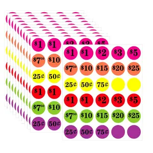 Portable Self Adhesive 1 Inch Price Sticker, 300pcs Yard Sales & Garage Sale Dollar Pre-printed Price Tags, Yard Parking Markers, Adhesive Stickers