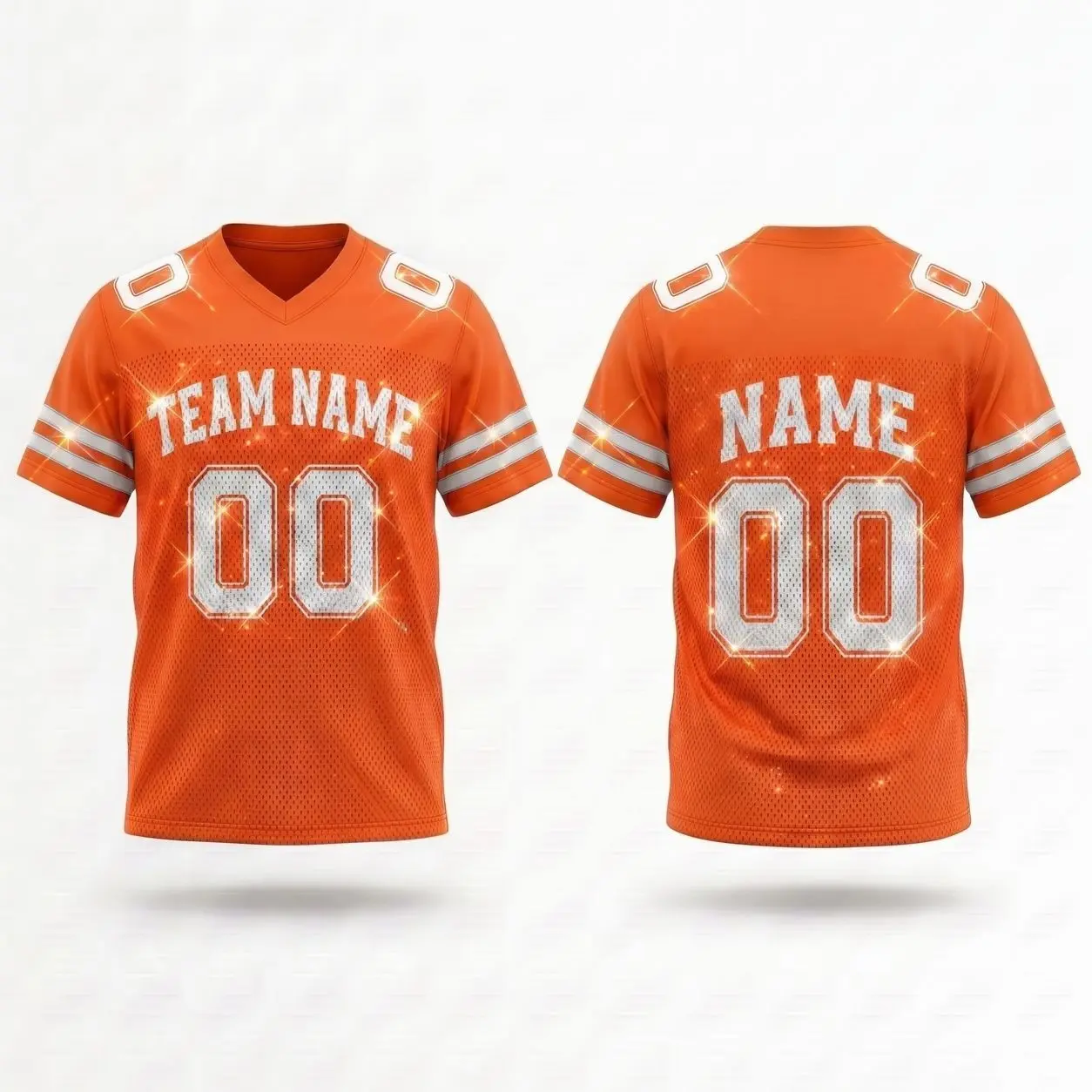 Personalized Team Name & Number Orange Blink Football Jersey Spandex mix Mesh (Real Photos Included)