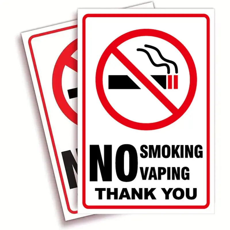 5 Pack No Smoking Adhesive Warning Stickers, Durable Strong Adhesive Backing, Clear Message, Indoor Restaurant Office Car Use, Public Place Signage