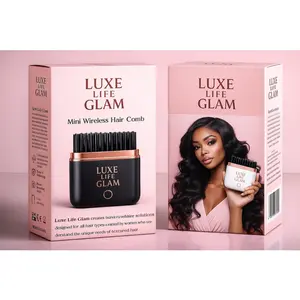 Mini Wireless Hot Comb, Portable Hair Styling Tool, Black with Rose Gold Accent, Rechargeable Battery Powered, for Hair Straightening and Smoothing (black)