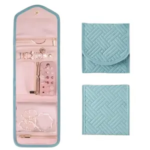 Travel Jewelry Organizer Foldable Jewelry Roll Multi Function Necklace Earrings Ring Storage Bag Portable Mini Fashion Jewelry Case for Travel baskets rack shoe