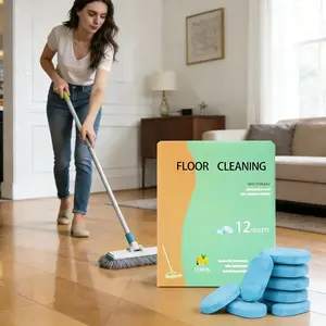 12-Pack Floor Cleaning Tablets (lemon Scent), Eco-Friendly Formula, Powerful Stain Removal & Odor Elimination, Suitable for All Floors